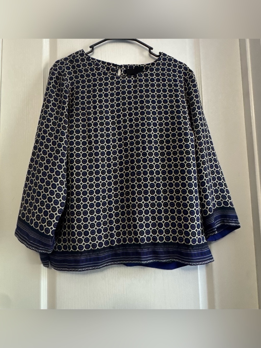 Cynthia Rowley Navy and White Geometric Tunic
